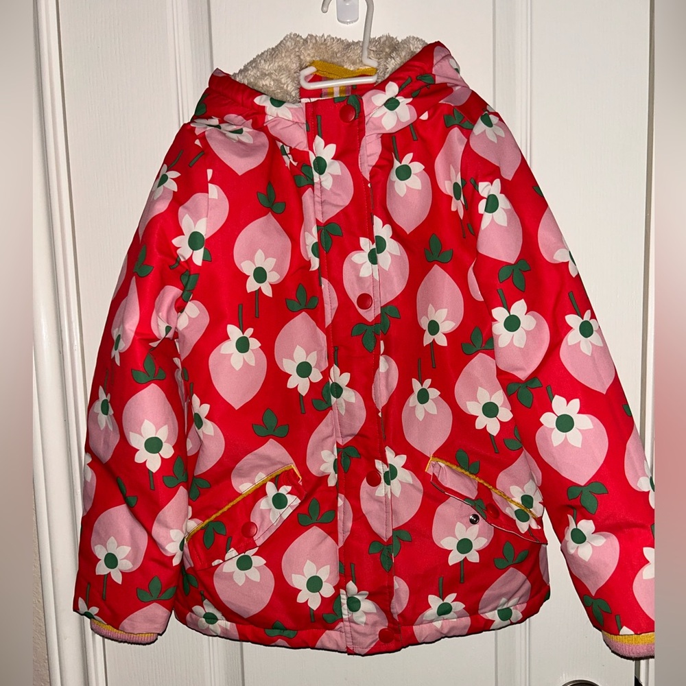 Mini Boden warm coat with strawberries